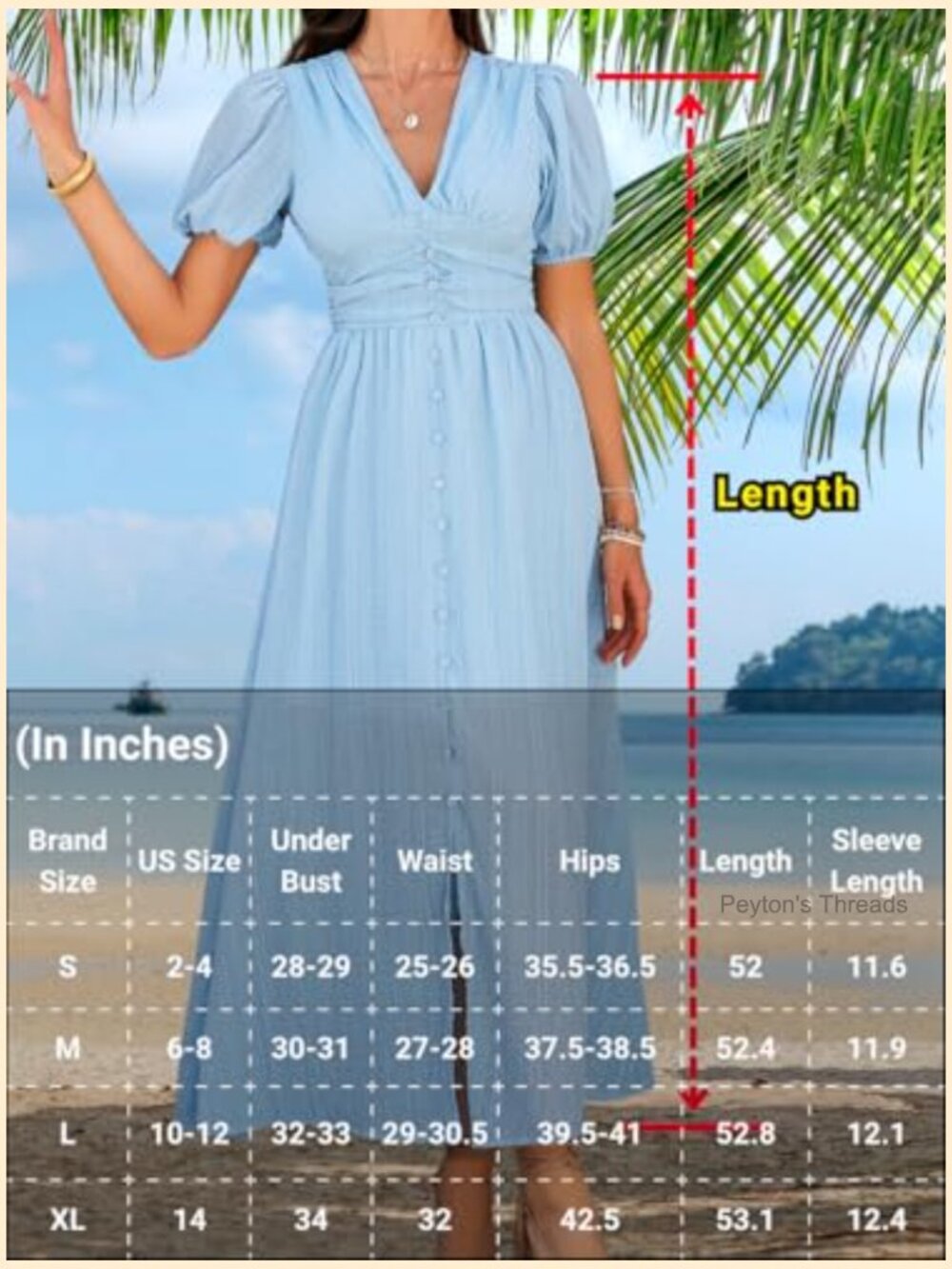 Flowy Maxi Dress with Deep V-Neck and Puff Sleeves - Picture 6 of 7